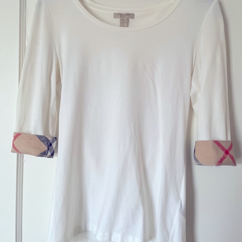 Burberry White cuff tee size XS